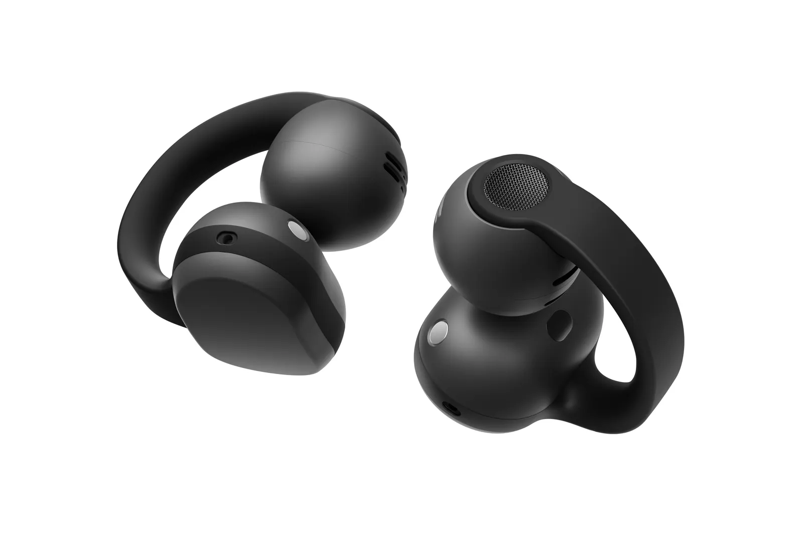 Los dos audífonos Galaxy Buds On, negros, vistos de frente