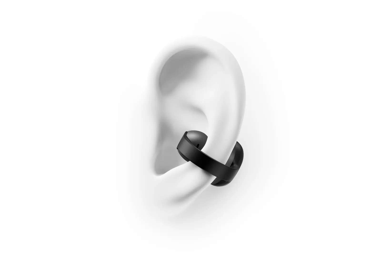 Oreja con un Galaxy Buds On enganchado en el borde